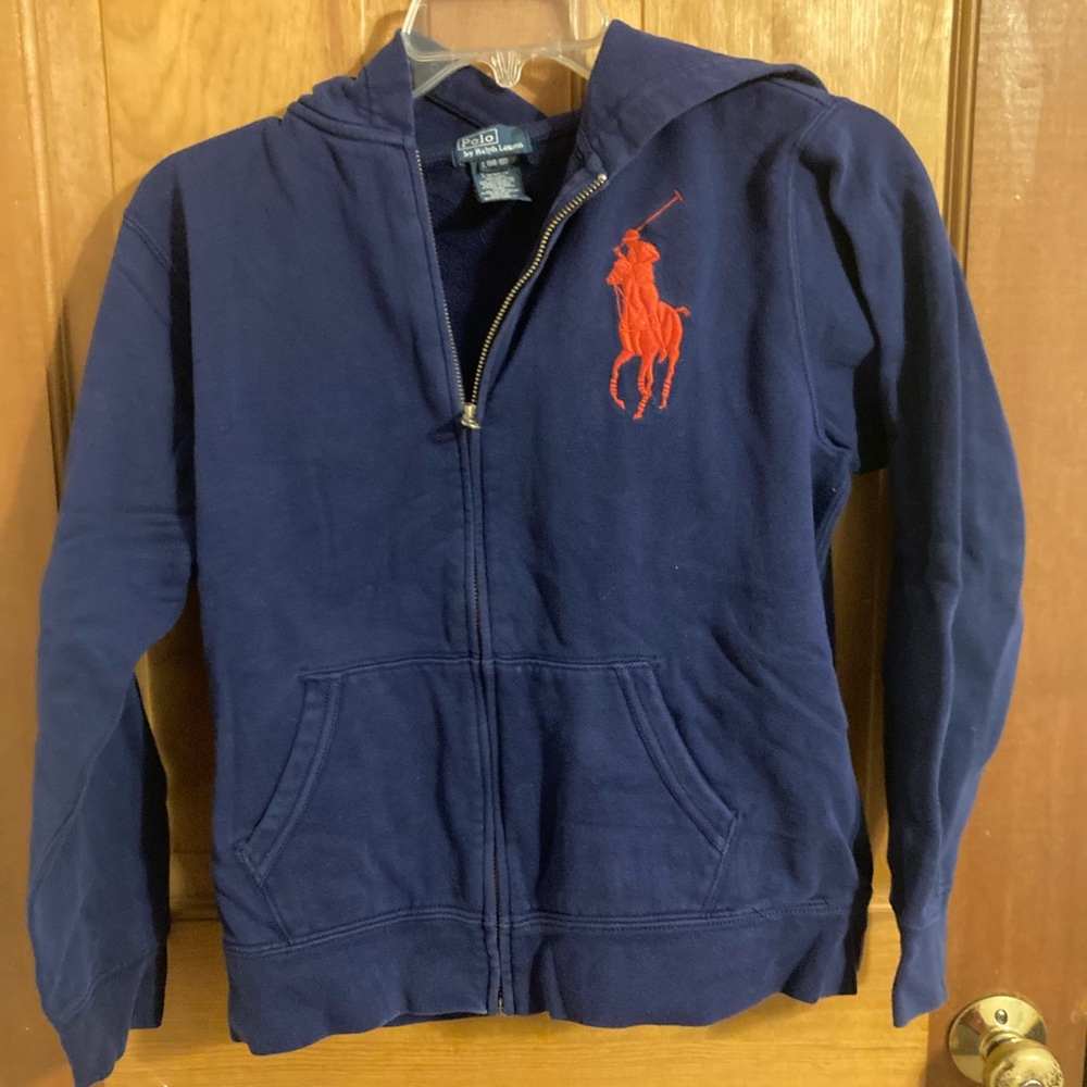 Ralph Lauren Kids Blue Hoodie with Red Logo